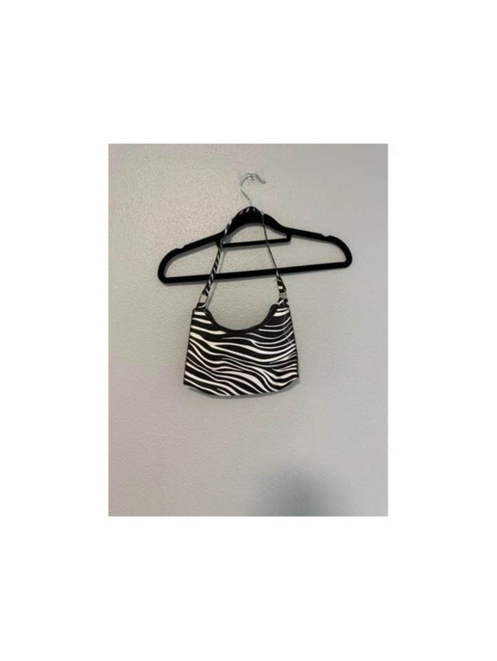 #6240  Black & White Zebra Print Small Shoulder Bag